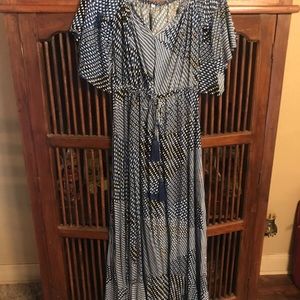 Checked v neck new tassel belted maxi dress